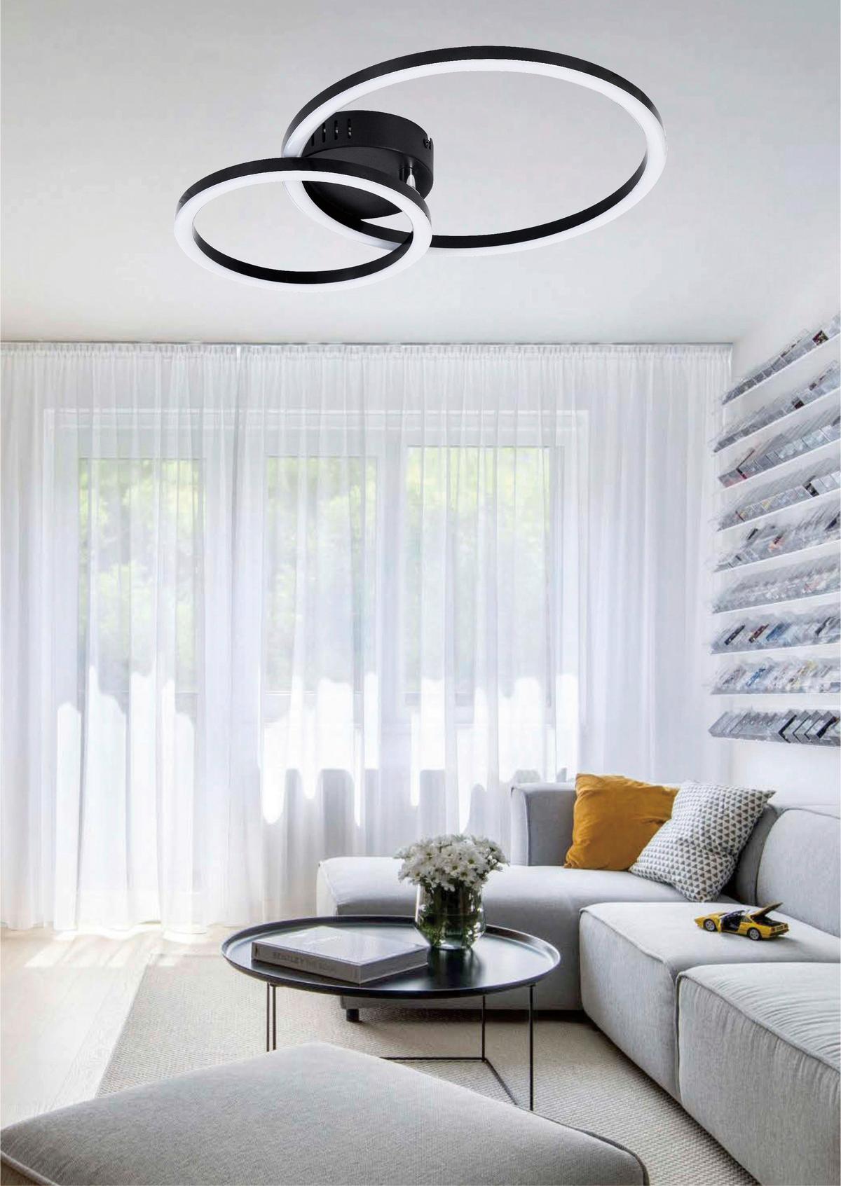 LED-Deckenleuchte Rundi Schwarz matt max. 16 Watt - Schwarz, MODERN, Kunststoff (42/30/7,5cm) - Mömax