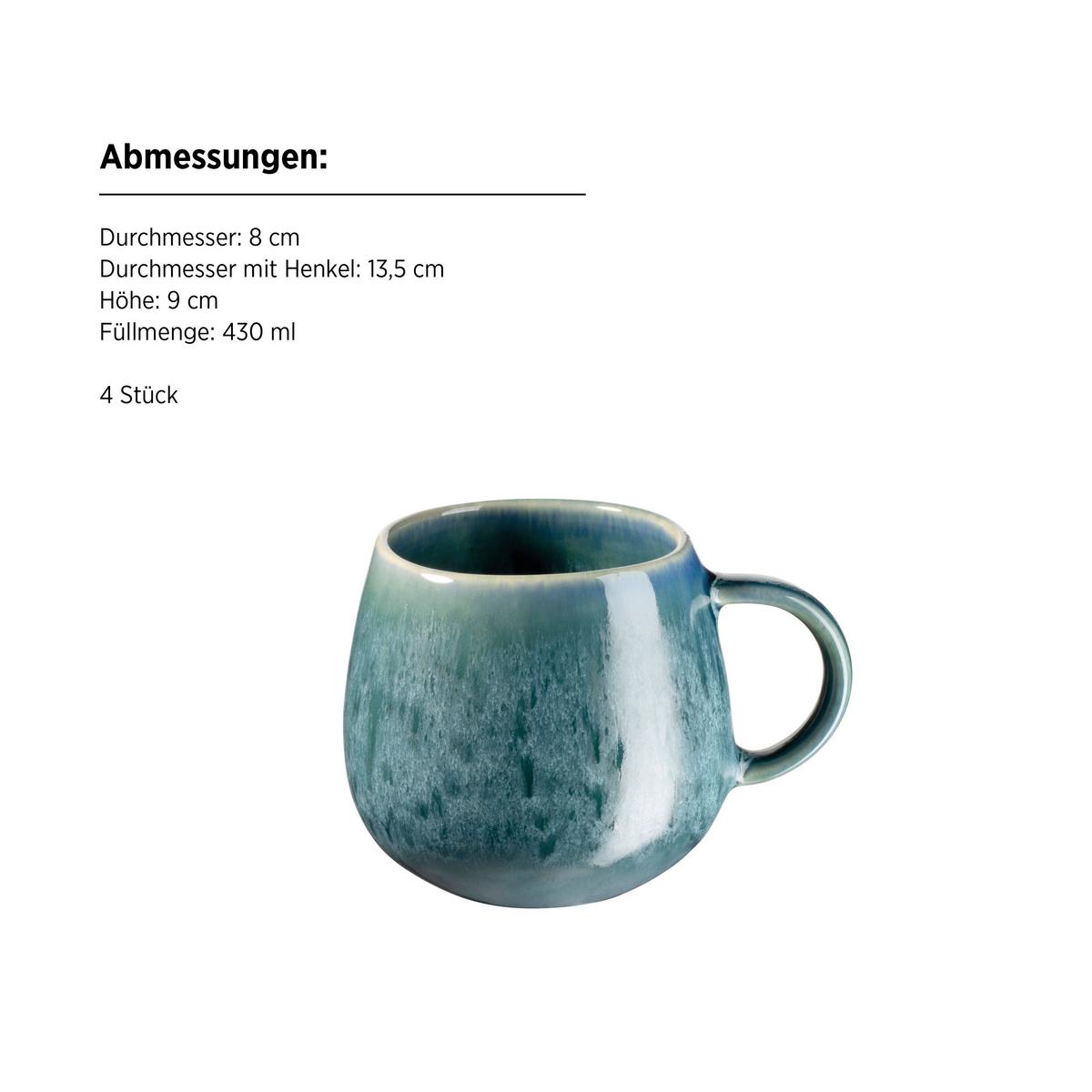 TASSENSET 935557 CARELLIA KAFFEEBECHER - Blau, Basics, Keramik (8/9cm) - Mäser