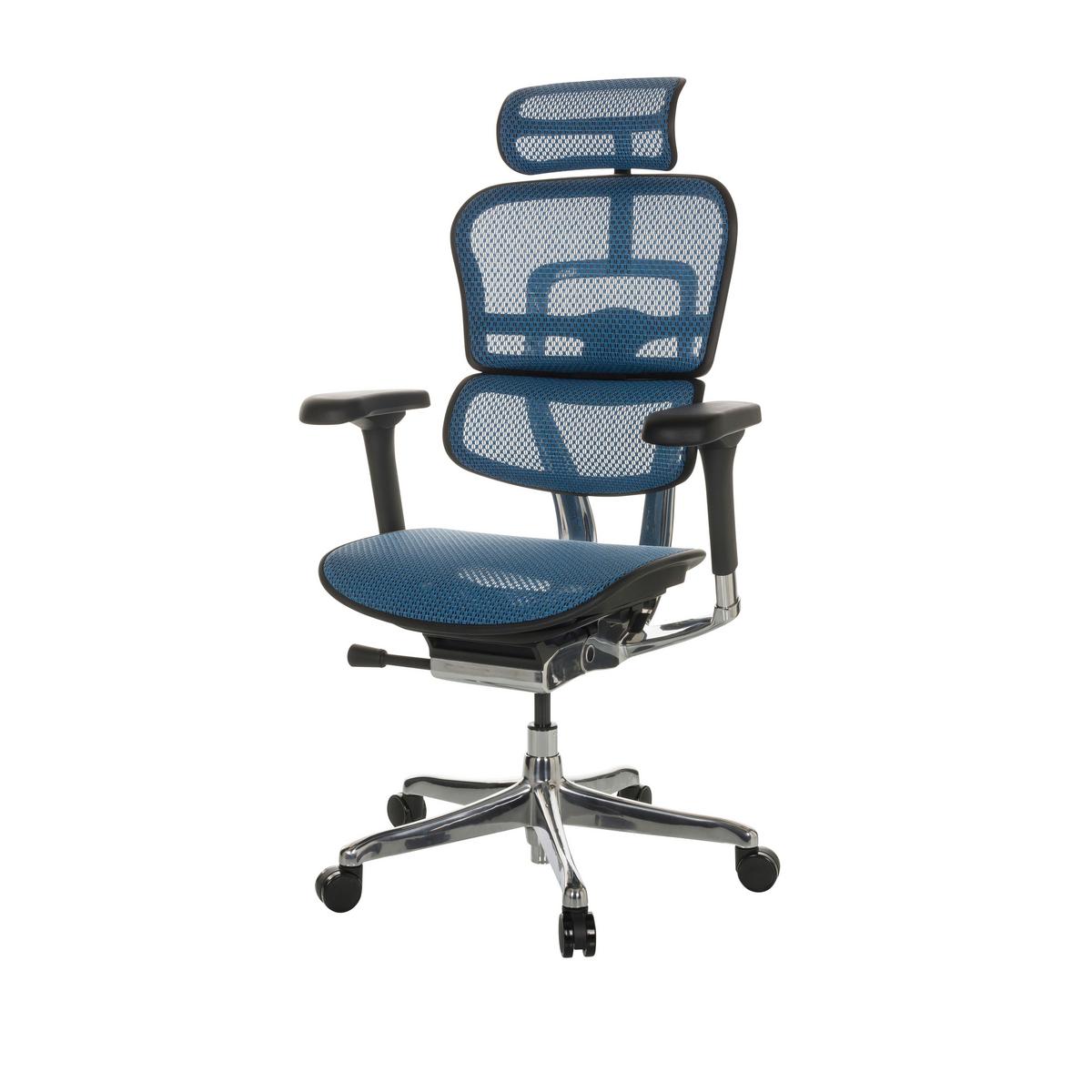 Pisarniški Stol Ergohuman I, Modra - modra/srebrne barve, Basics, kovina/umetna masa (69/119-144/65cm) - MID.YOU