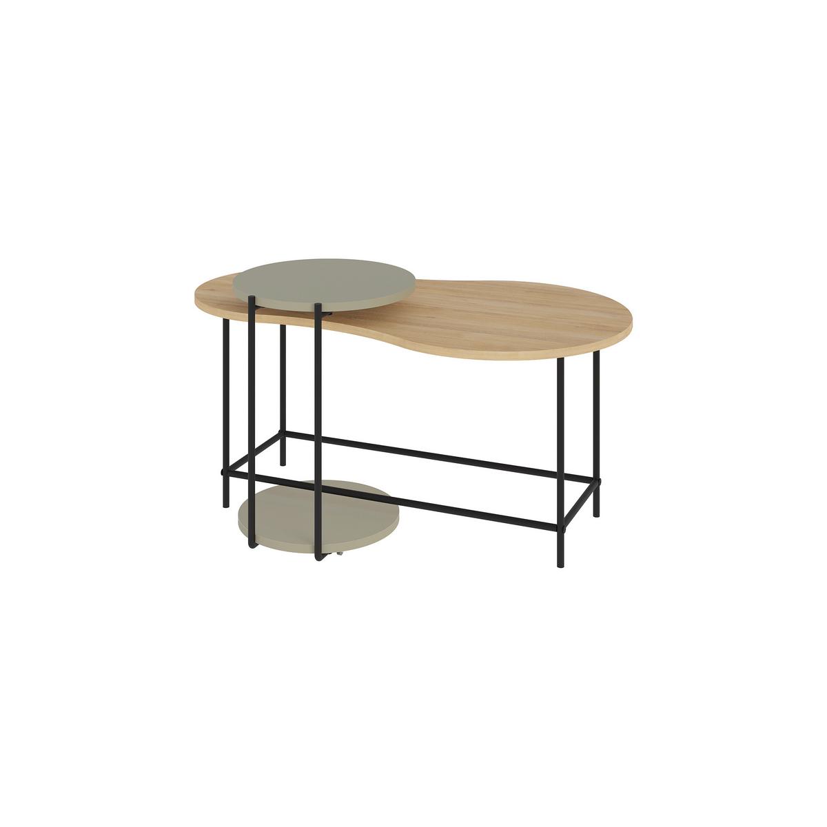 Couchtisch Cuddle ca. 102x47x58 cm Eiche/Grün - Eichefarben/Hellgrün, Design, Holzwerkstoff/Metall (102/58/47cm) - Livetastic