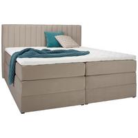Boxspringbett Simon in Beige ca. 180x200cm - Beige/Schwarz, KONVENTIONELL, Holz/Kunststoff (180/200cm) - Premium Living