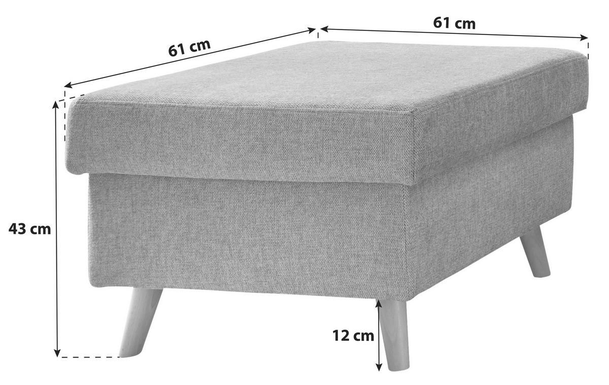 Hocker Valentina Blau Struktur - Blau/Naturfarben, KONVENTIONELL, Holz/Textil (61/43/61cm) - P & B