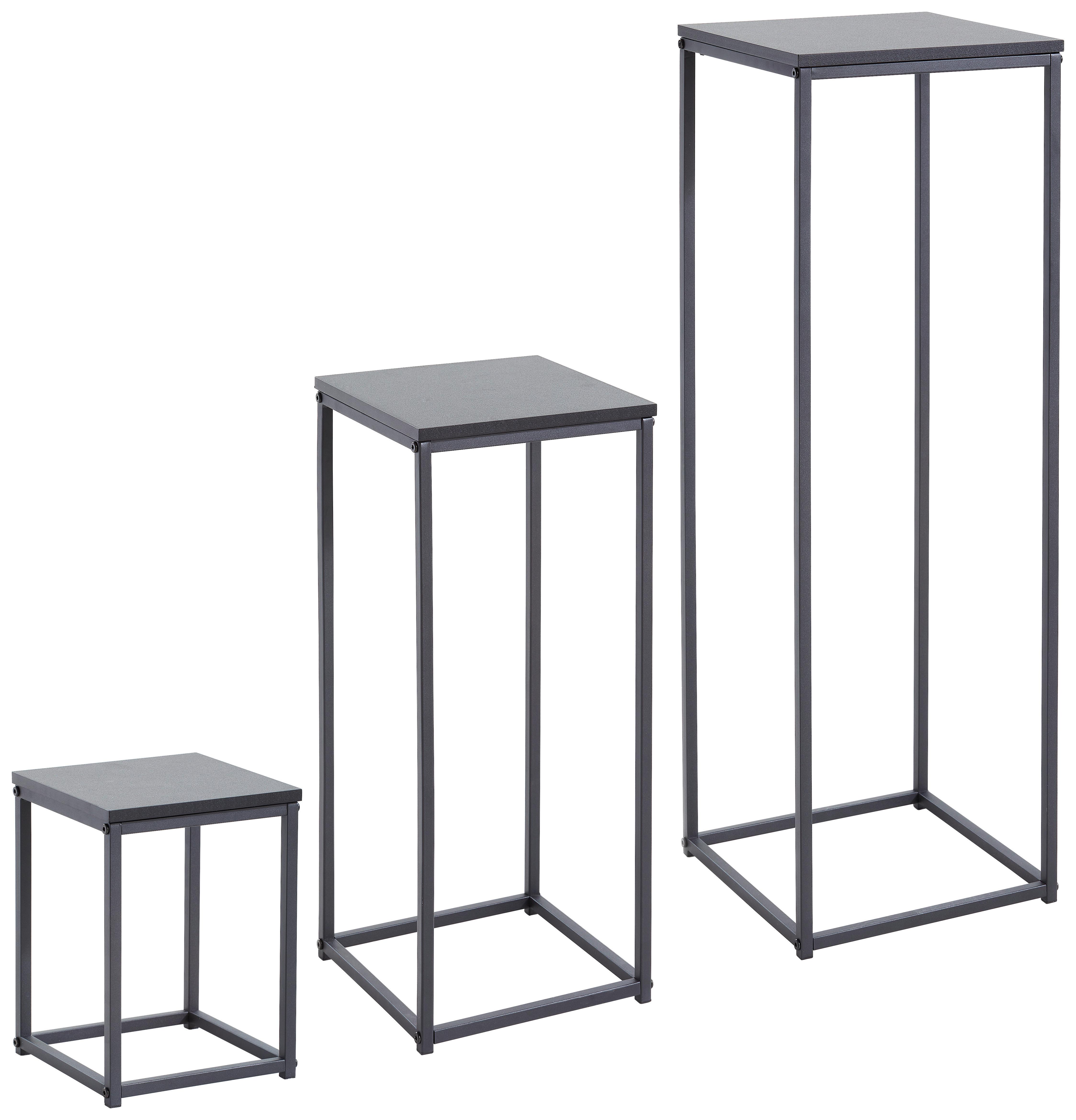 ZESTAW STOLIKÓW BOCZNYCH RESI - czarny, Modern, materiał drewnopochodny/metal (30/90/30cm) - MID.YOU