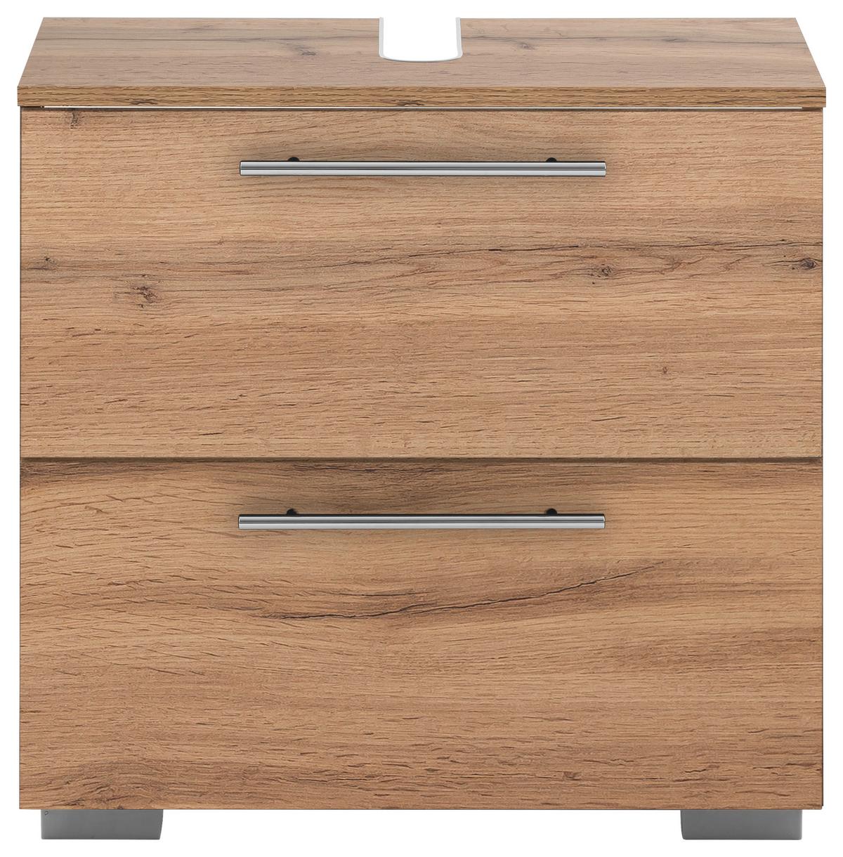 Waschbeckenunterschrank , eiche - Chromfarben/Eichefarben, KONVENTIONELL, Holzwerkstoff/Metall (60,2/59,1/35cm) - MID.YOU