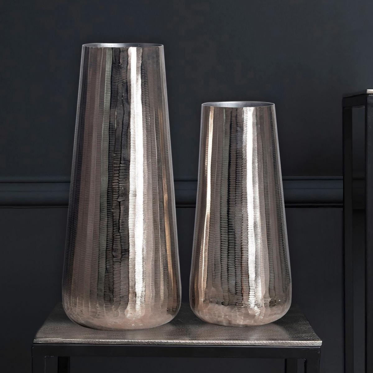 DEKOVASE DEKOVASE 2ER SET SILBER - Silberfarben, Design, Metall (21/45/21cm) - Livetastic