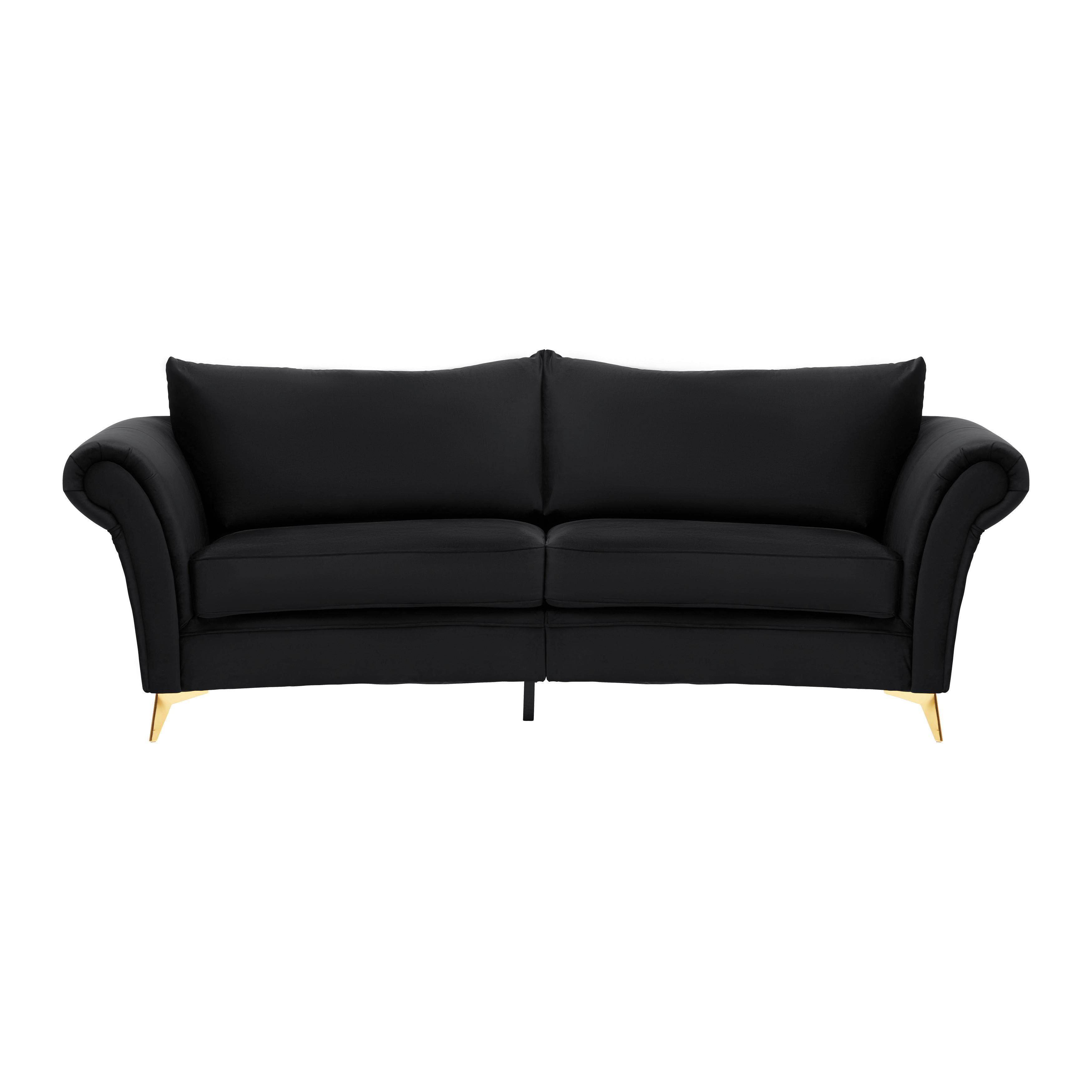 Megasofa Blixa Schwarz - Goldfarben/Schwarz, MODERN, Textil/Metall (260/75-49/120cm) - Mömax