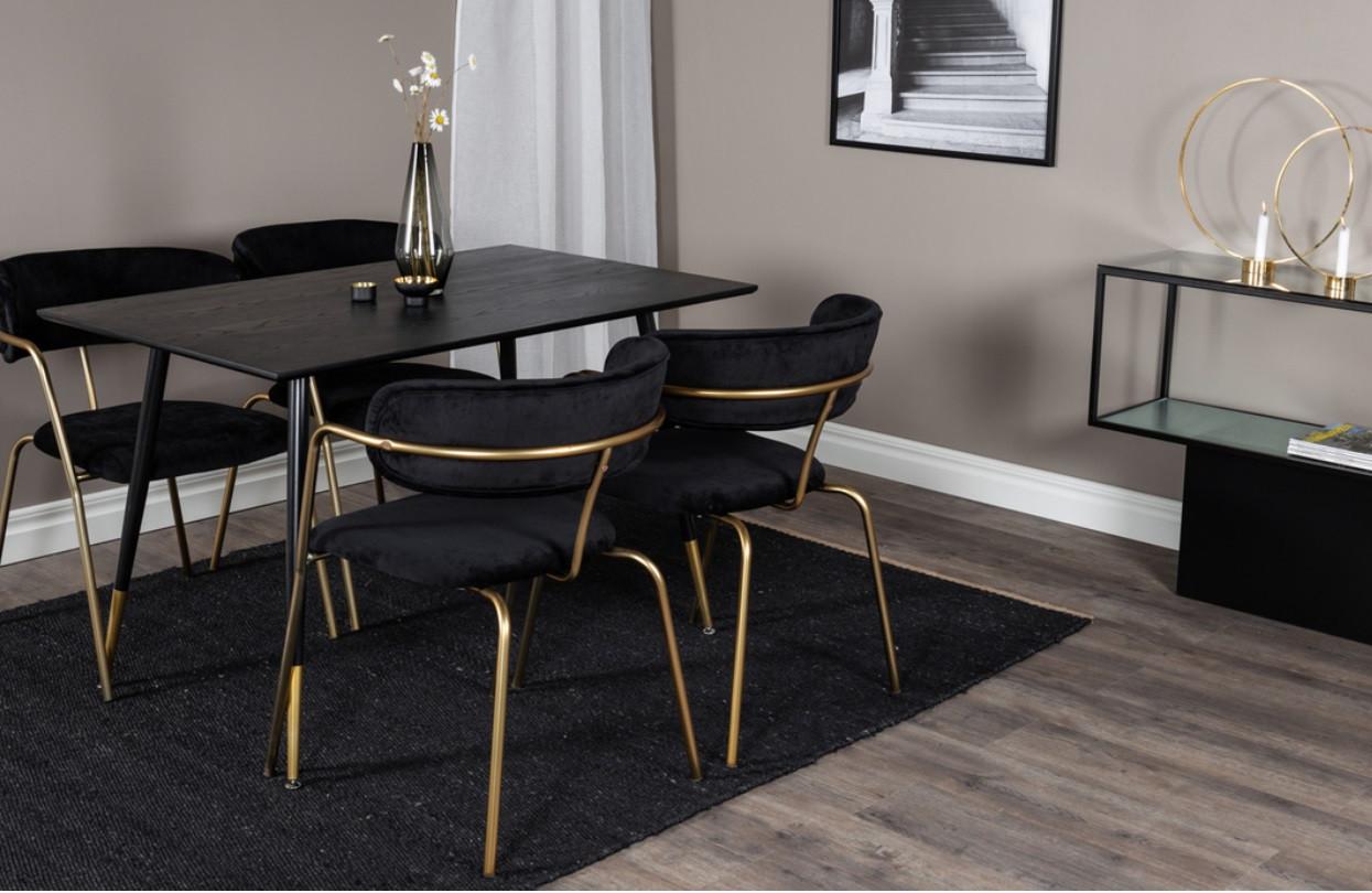 ESSTISCH DIPP - Goldfarben/Schwarz, Design, Holz/Metall (120/85/75cm) - Livetastic