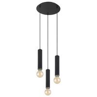 Hängeleuchte Marion in Schwarz max. 60 Watt - Schwarz/Nickelfarben, Basics, Holz/Metall (35/160cm) - Globo