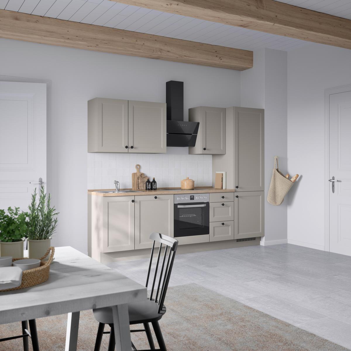 Küchenblock Cascada High m. Geräten Grau - Eiche dunkel/Schwarz, MODERN, Holzwerkstoff/Metall (270cm) - Nobilia