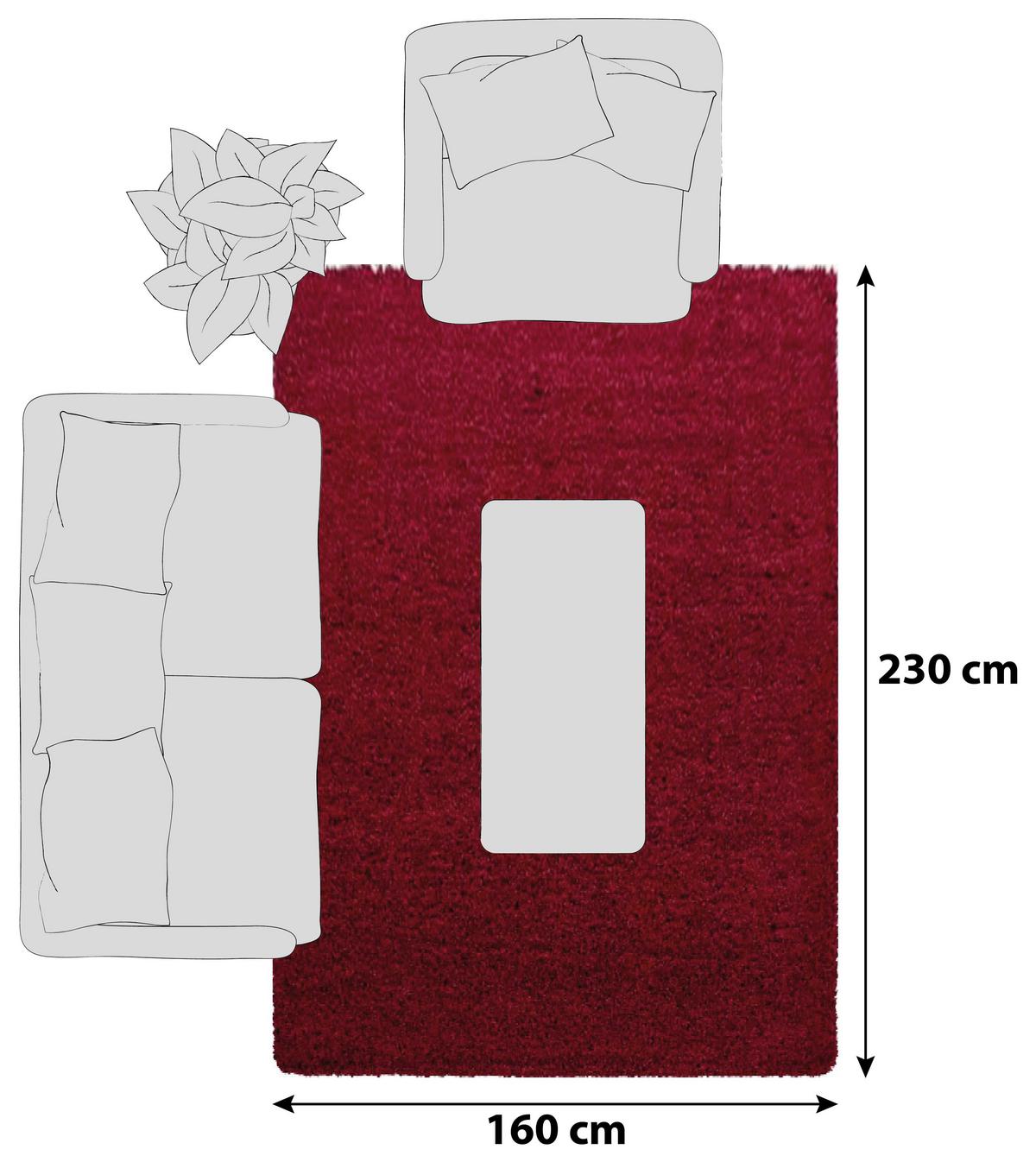 Hochflorteppich Dream Rot ca. 160x230cm - Rot, KONVENTIONELL, Textil (160/230cm) - Novel