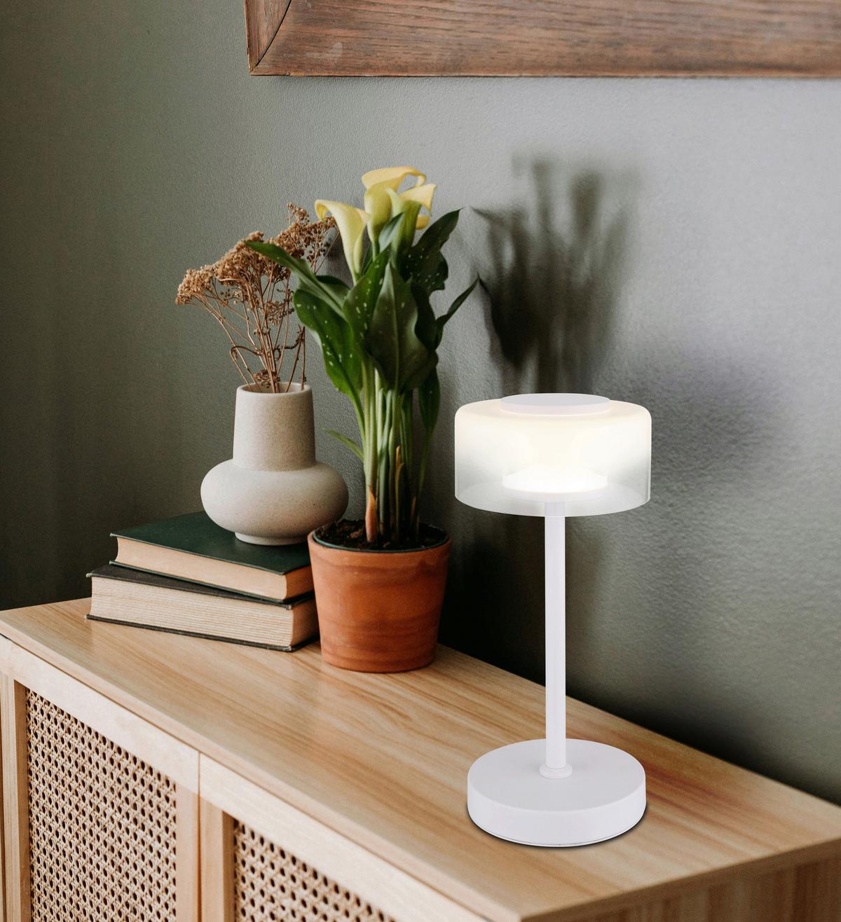 Veioză cu LED Belinda - alb/străveziu, Design, plastic/sticlă (15/32,5cm) - Globo