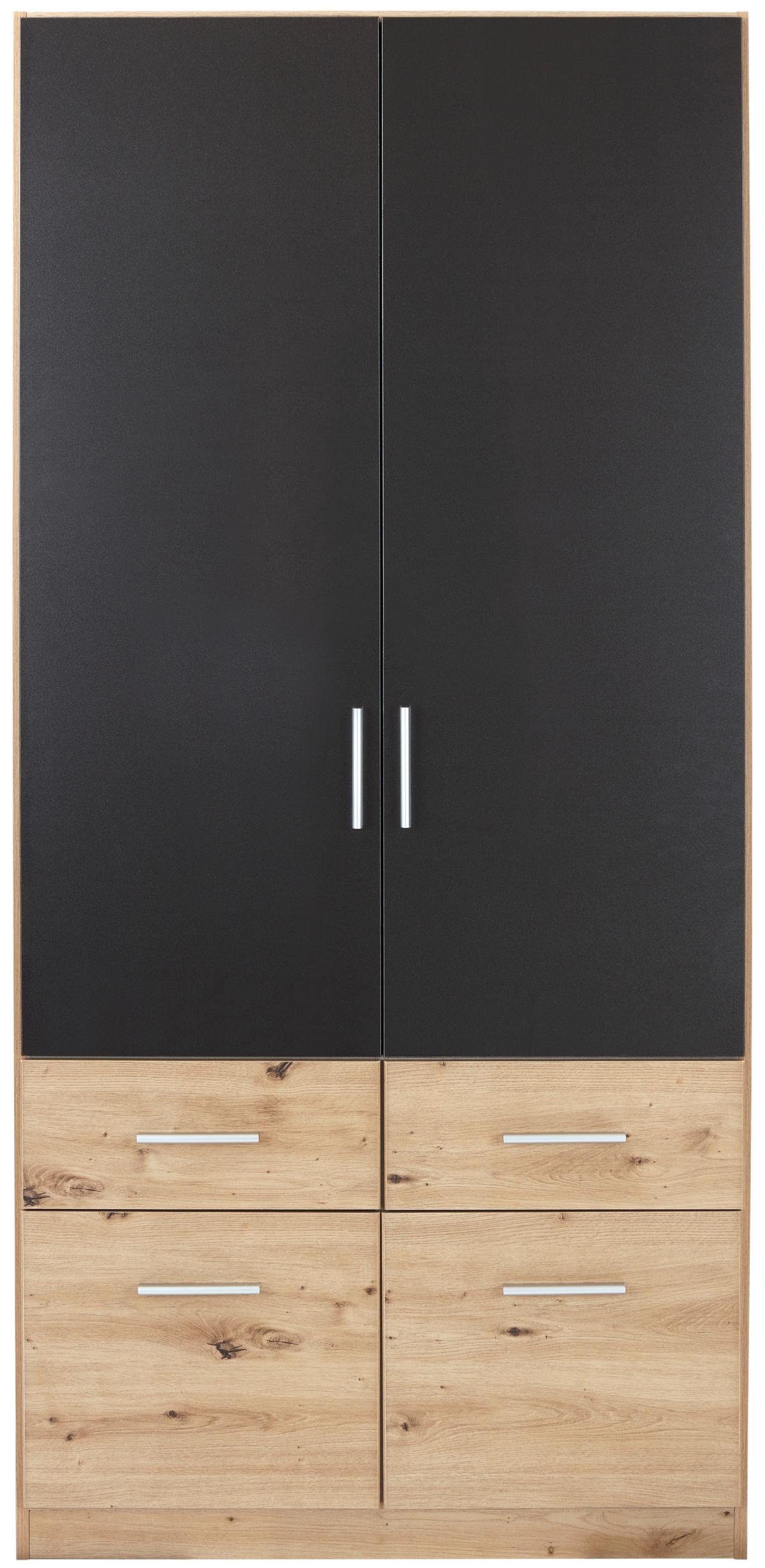Omara Za Oblačila Celle Extra, Temno Siva, Barva Hrasta - srebrne barve/temno siva, Design, umetna masa/leseni material (91/197/54cm) - Mömax