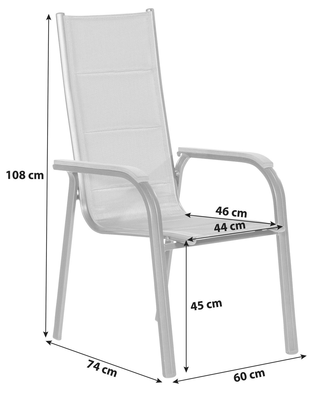 Gartensessel Trivero Braun/Graphitfarben stapelbar - Graphitfarben/Braun, KONVENTIONELL, Textil/Metall (60/108/74cm) - Gardenson