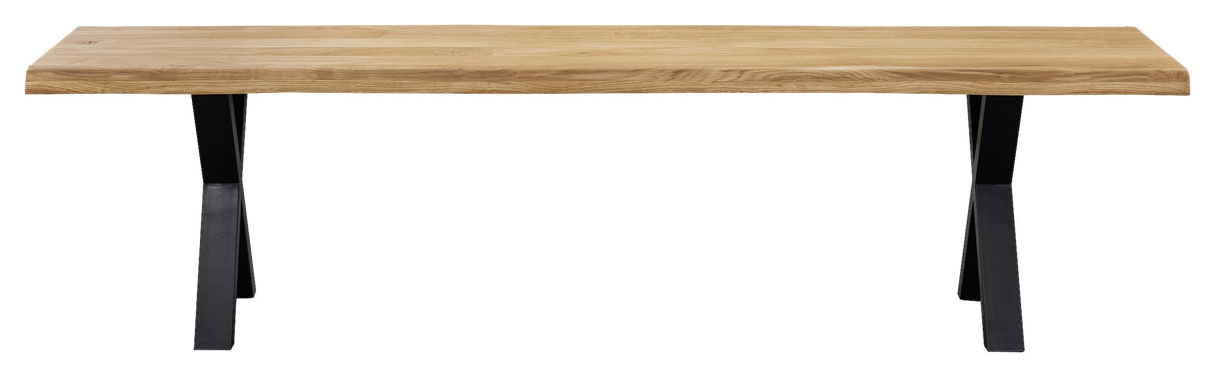 Sitzbank in Wildeiche - Wildeiche, Natur, Holz/Metall (200/44/38cm) - Zandiara