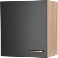 Kuhinjska Zgornja Omarica Merle, Barva Hrasta, Črna - srebrne barve/črna, Basics, kovina/leseni material (50/56,1/34,6cm) - Respekta