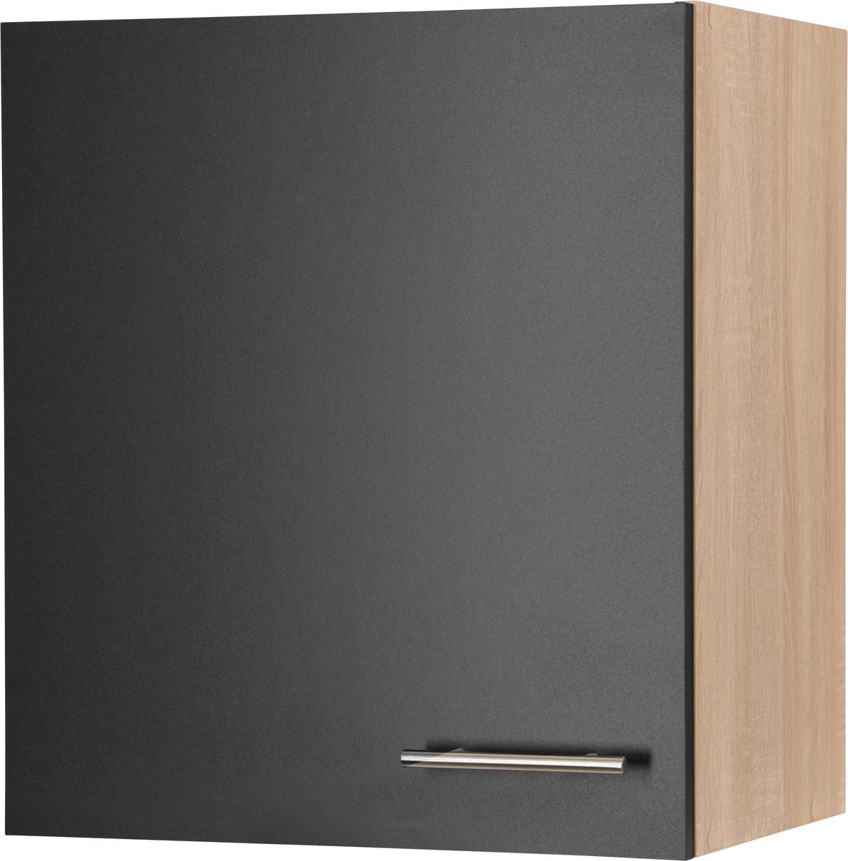 Kuhinjska Zgornja Omarica Merle, Barva Hrasta, Črna - srebrne barve/črna, Basics, kovina/leseni material (50/56,1/34,6cm) - Respekta