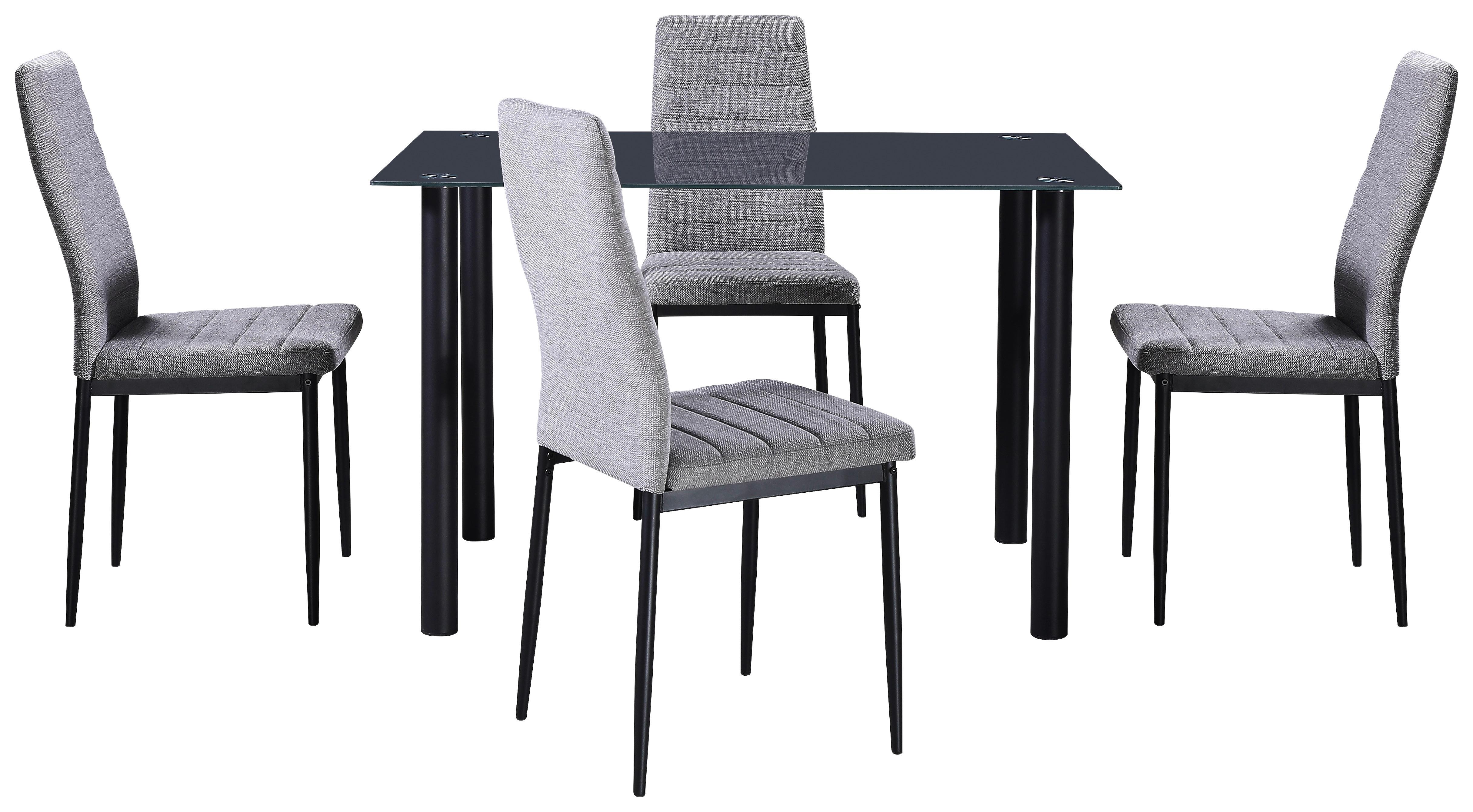 Jedilna Garnitura Wels 1, Siva, Črna, 5-Delno - siva/črna, Konvencionalno, kovina/steklo (120/75/80cm) - Mömax