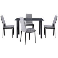 Set cu masă și scaune WELS 1 *PH* - negru/gri, Konventionell, sticlă/metal (120/75/80cm) - Best Price