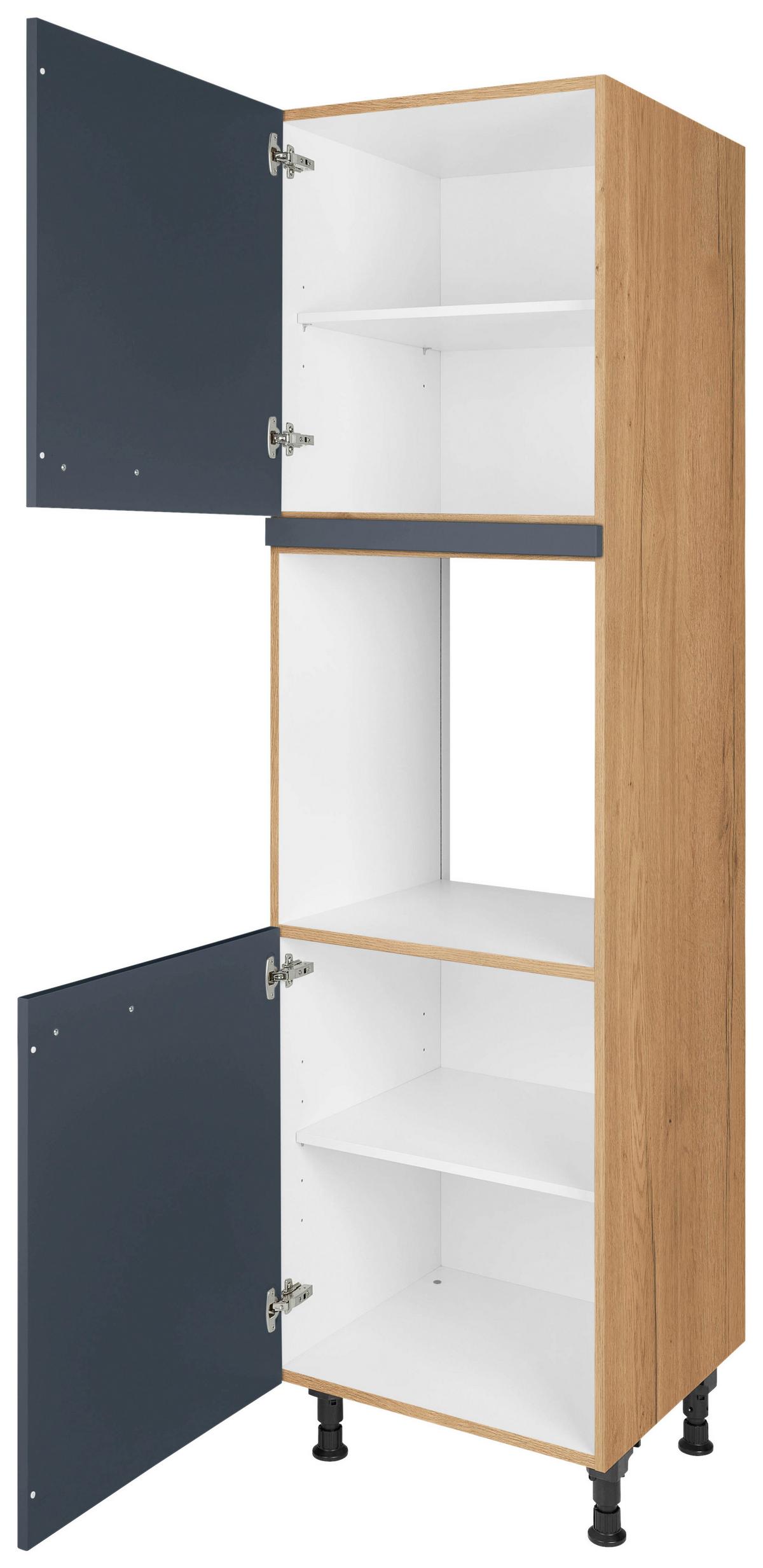 Geräteumbauschrank Easytouch Blau - Blau/Eichefarben, MODERN, Holzwerkstoff/Metall (60/216,6/58cm) - Nobilia