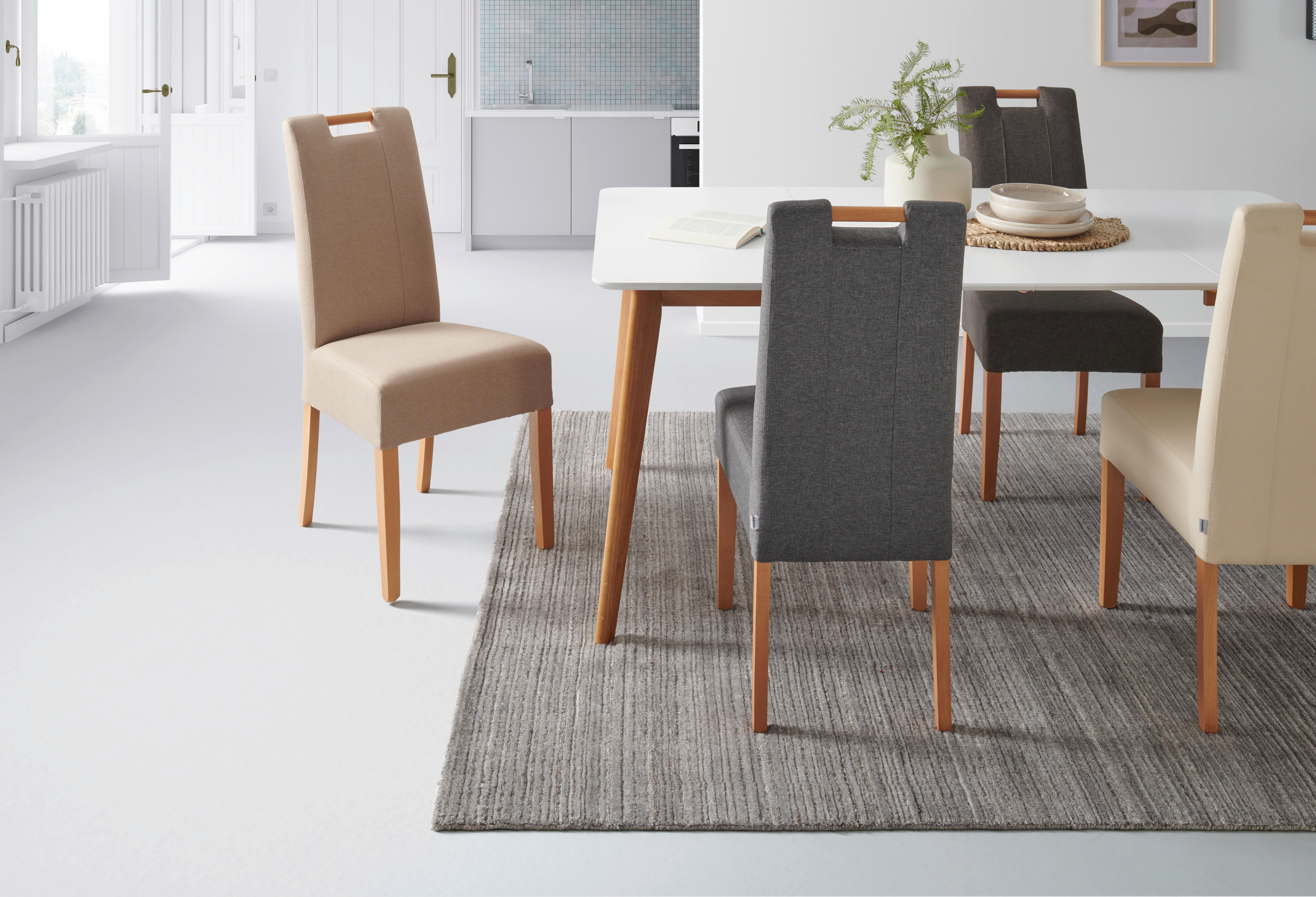KRZESŁO JASMIN - kolor naturalny/taupe, Modern, drewno/tkanina (46/101/62cm) - Livetastic