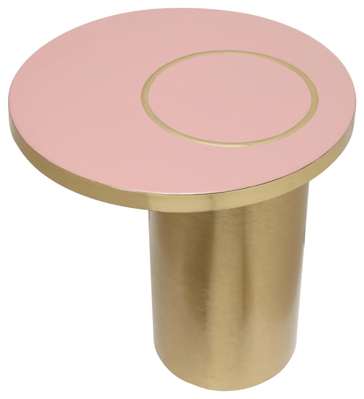 BEISTELLTISCH ART DECO 2325 - Goldfarben/Rosa, Design, Metall (51/50cm) - Kayoom