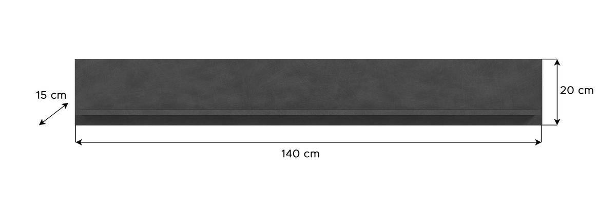 Poliță De Perete Jam - antracit/culoare natur, Design, material pe bază de lemn (140/20/15cm) - Modern Living