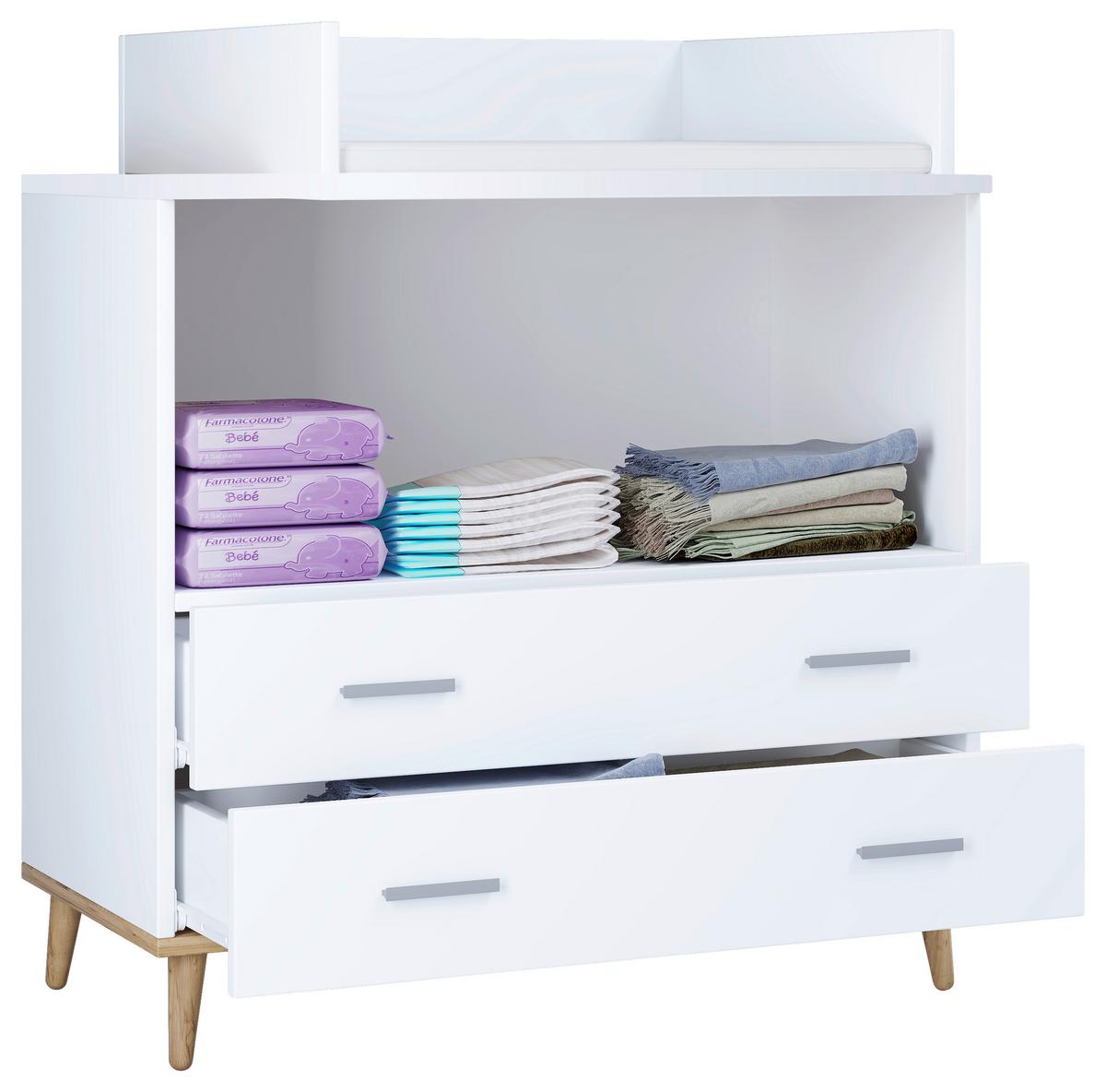 Wickelkommode Landos ca. 80 cm Weiß/Honigeiche - Weiß/Grau, MODERN, Holzwerkstoff/Kunststoff (60/93/49cm) - MID.YOU