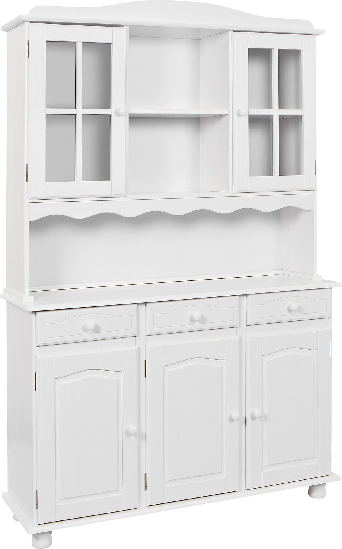 Kredenca Siena, Bela, Masiven Bor - bela, Trendi, les (130/198/43cm) - MID.YOU
