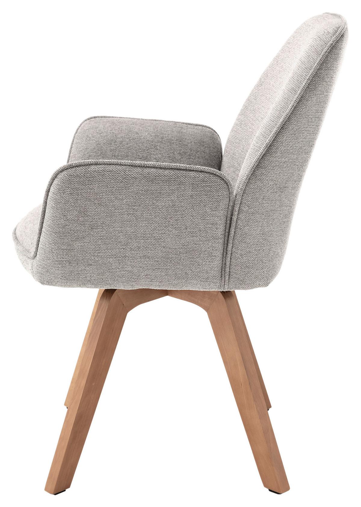STUHL-SET TONY - Buchefarben/Hellgrau, MODERN, Holz/Textil (57/89/61cm) - MID.YOU