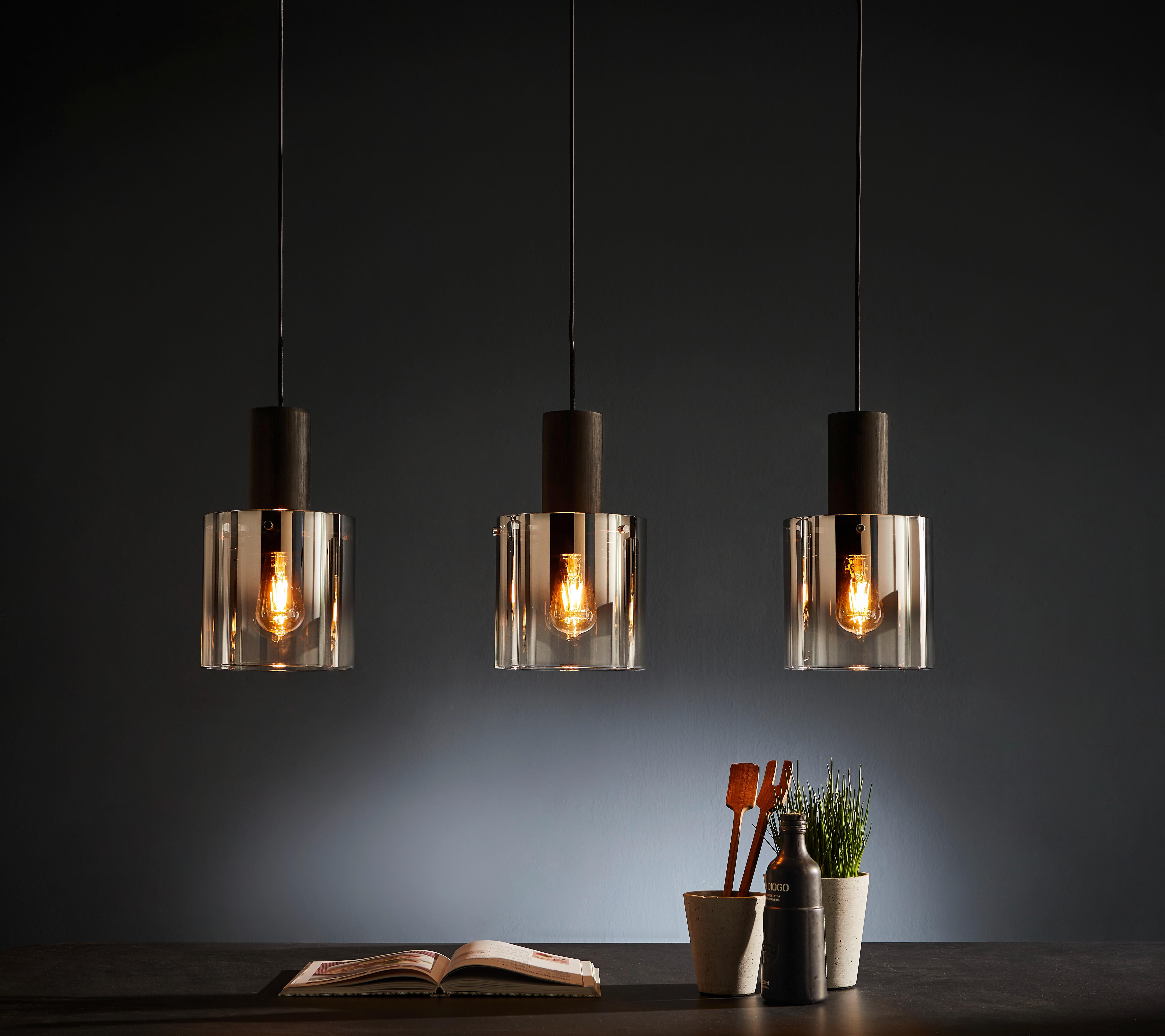 LAMPA WISZĄCA 99185A10 ALESUND AMBER - kolor bursztynowy, Design, metal/szkło (90/20/120cm) - Dieter Knoll