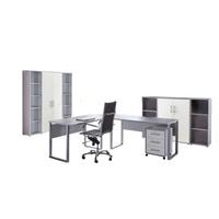 Büro Office Edition Set 5 Grau - Weiß/Grau, MODERN, Holzwerkstoff - MID.YOU