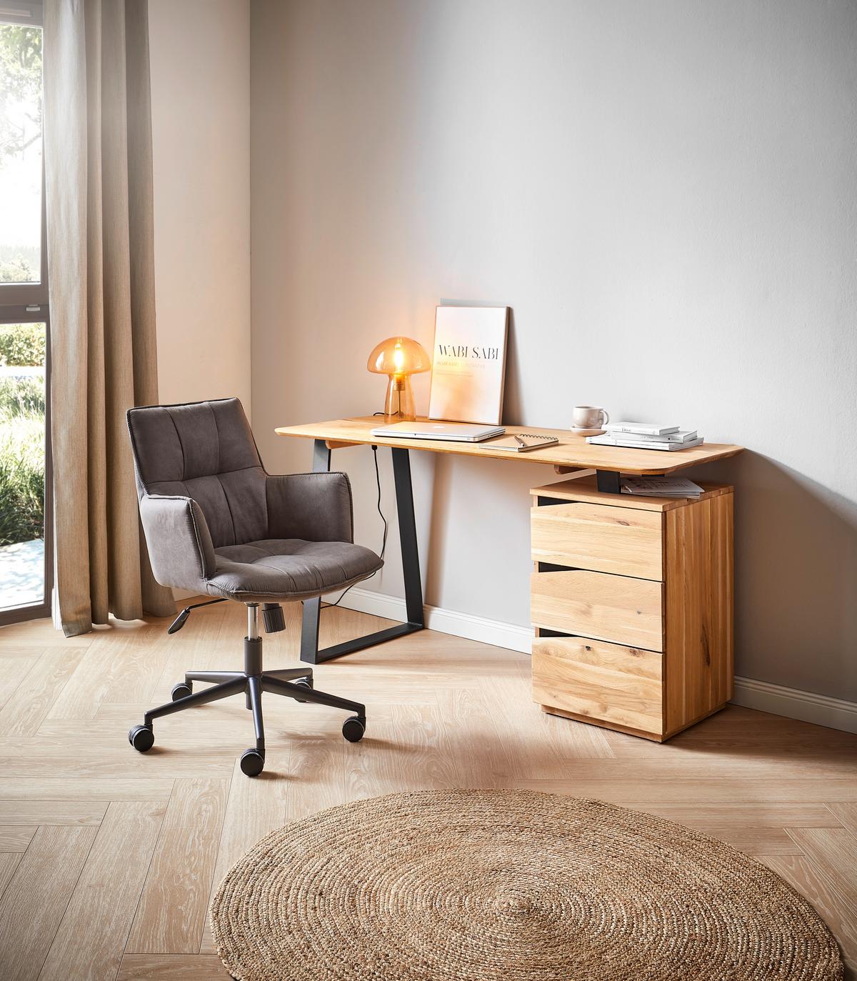 BIURKO LYNX -LINEA NATURA- - dąb dziki/czarny, Natur, metal/drewno (140/65/75cm) - Linea Natura