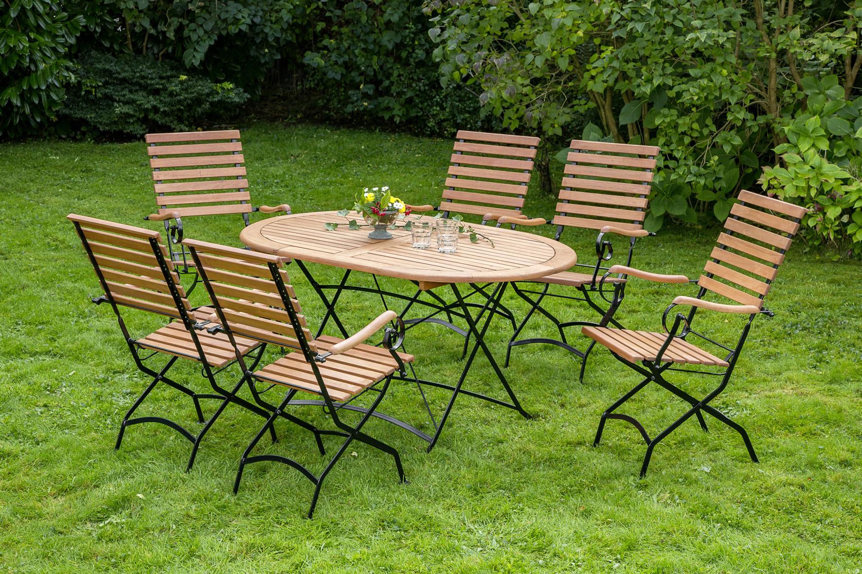 Gartentisch Schlossgarten aus Eukalyptus ca. 140x75x90cm - Naturfarben, ROMANTIK / LANDHAUS, Holz/Metall (140/90/75cm) - Gardenson