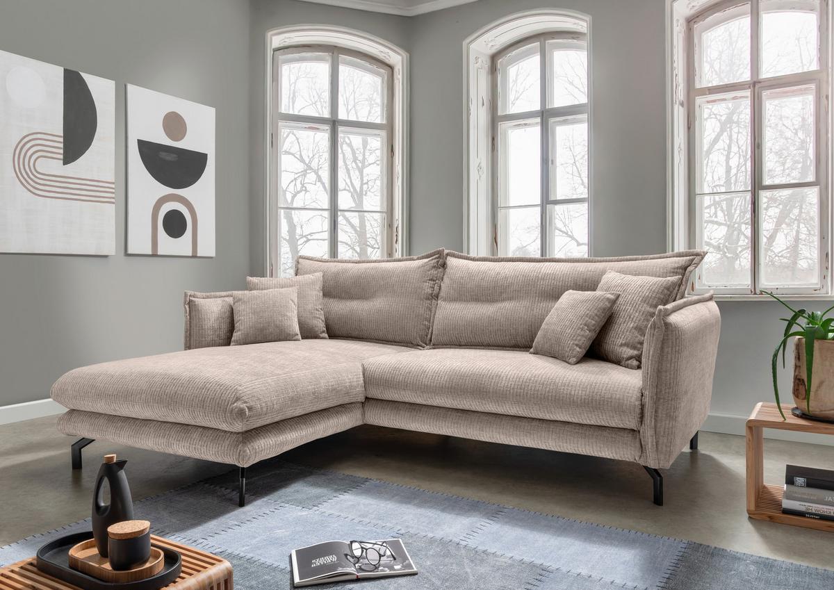 ECKSOFA LAVA - Beige/Schwarz, Design, Textil/Metall (180/255cm) - Livetastic