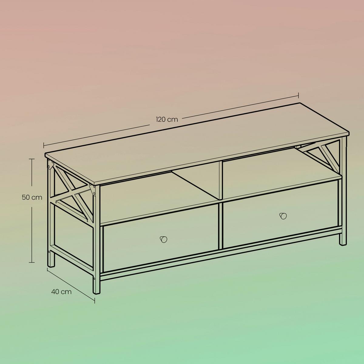 TV-ELEMENT TV STAND - Dunkelbraun/Schwarz, MODERN, Holzwerkstoff/Metall (120/50/40cm) - MID.YOU
