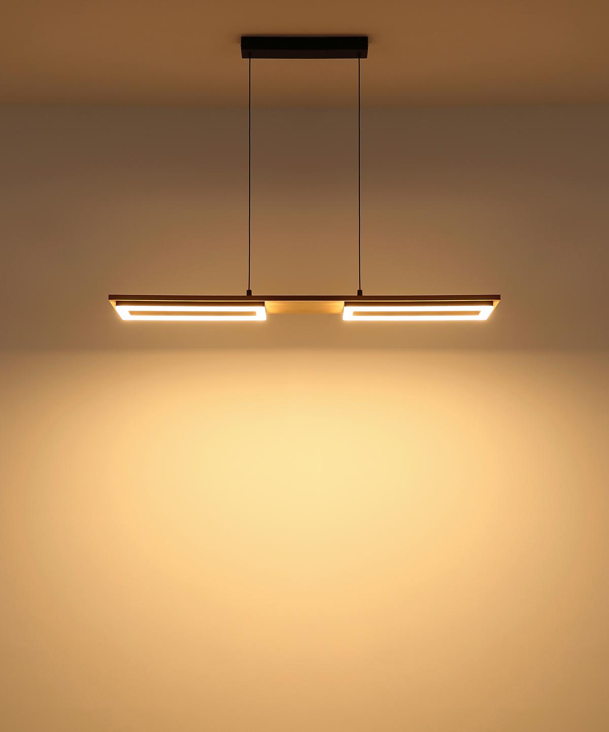 Led Viseća Svjetiljka Bruce - tamno smeđa/crna, Design, drvni materijal/metal (90/18/120cm) - Globo