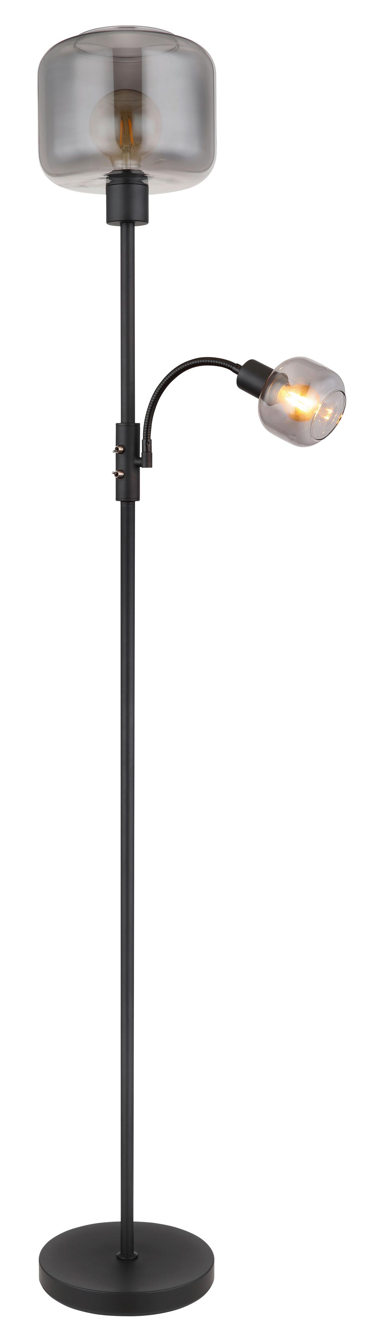 Stehleuchte Giuseppe in Schwarz max. 40 Watt - Schwarz, Design, Glas/Metall (25/165cm) - Globo