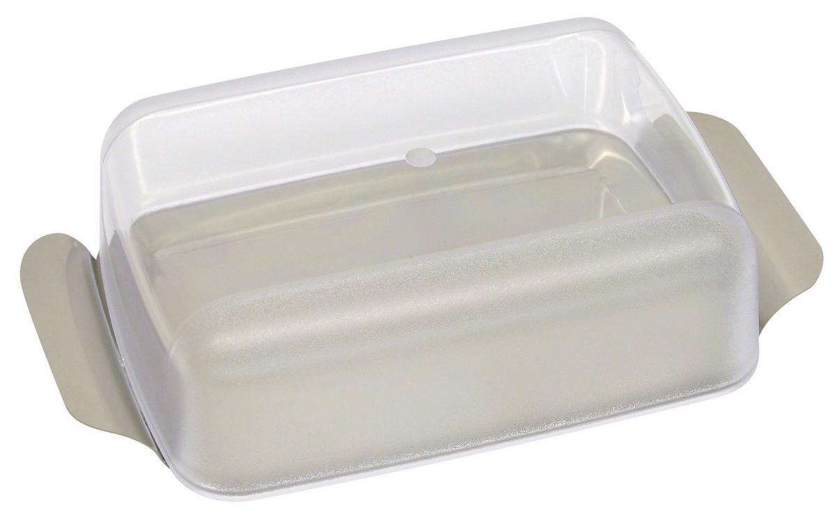 Butterdose Buddy aus Kunststoff - Transparent/Silberfarben, Kunststoff (16,5/10,5cm) - Modern Living