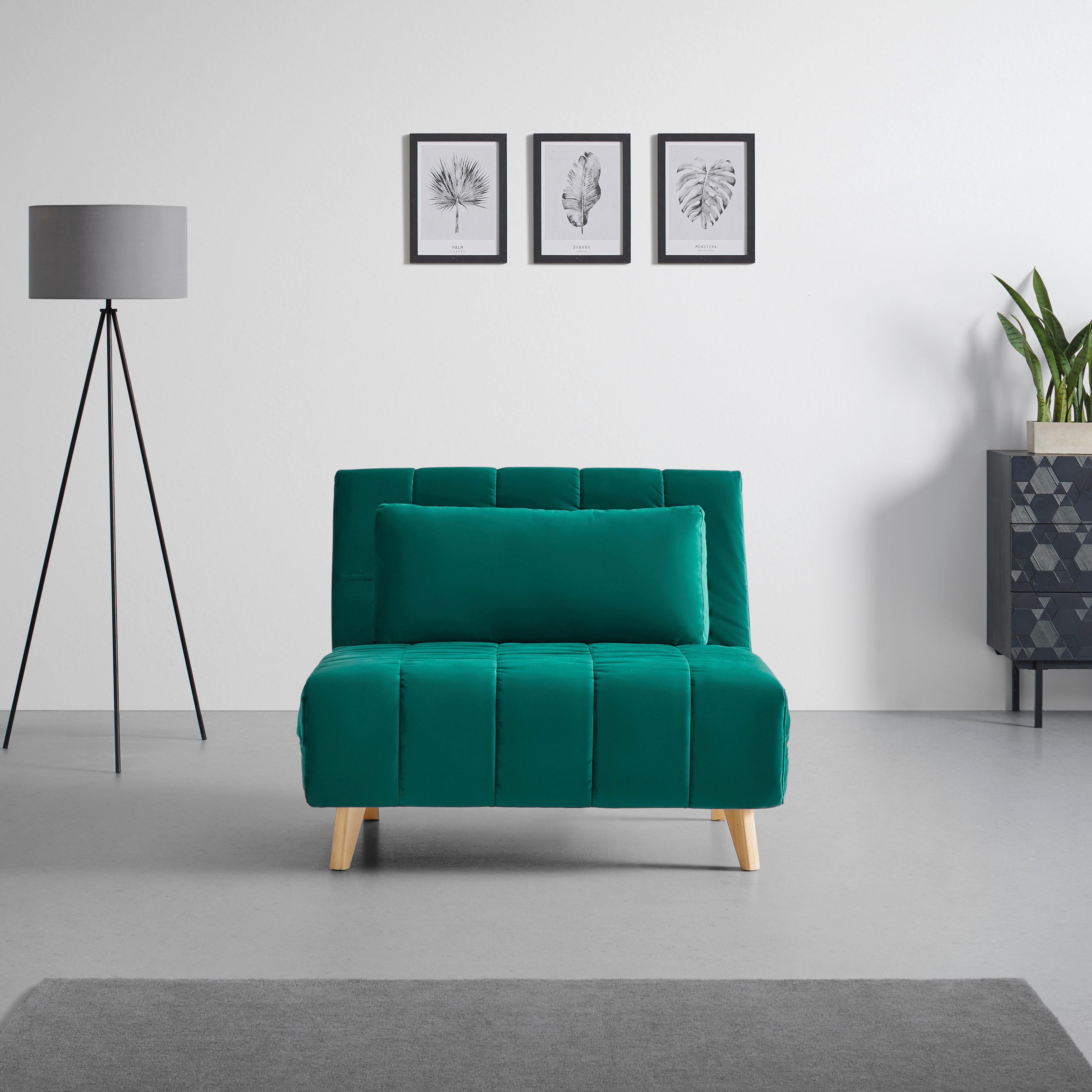 BÄDDFÅTÖLJ LEVIN - grön/naturfärgad, Modern, trä/textil (103/94/82cm) - Bessagi Home