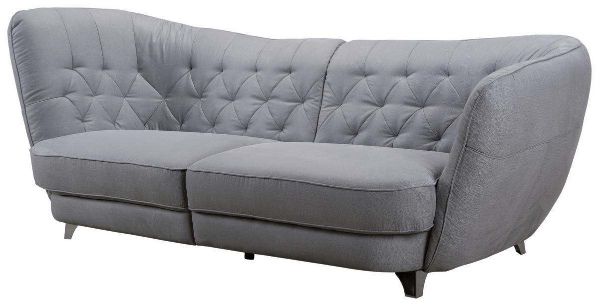 Megasofa "Retro" , grau - Chromfarben/Grau, MODERN, Textil/Metall (256/85/115cm) - MID.YOU