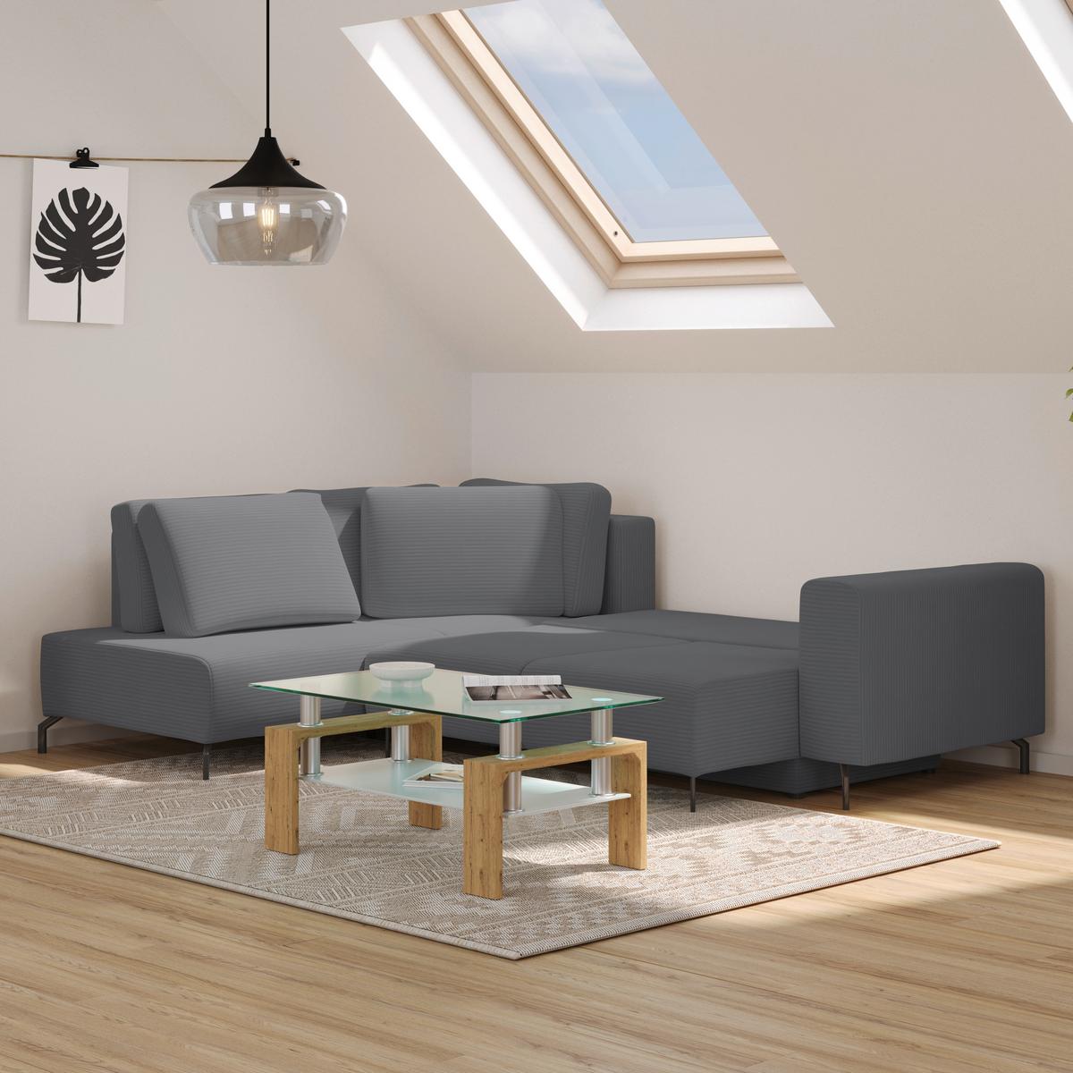 Kutna Garnitura Veni - tamno siva/crna, Moderno, tekstil (210/272cm) - Modern Living