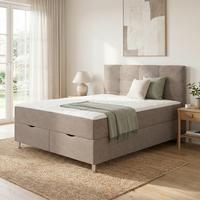 Postelja Boxspring Oviedo, Barva Kapučina,160x200 - barve kapučina, Konvencionalno, kovina/tekstil (160/200cm) - Mömax