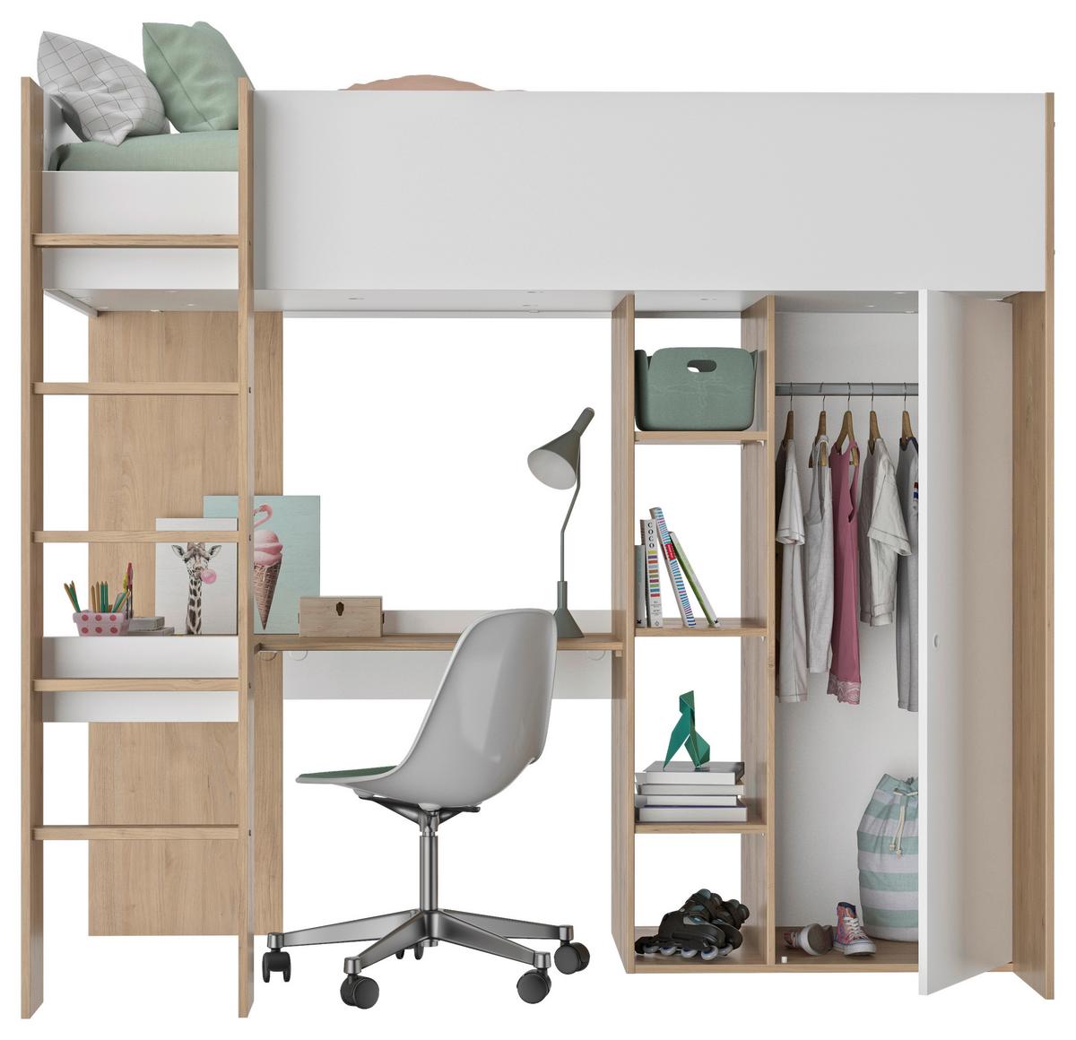 Igralna Postelja Matis, Bela, Barva Kostanja, 90x200 - bela/rjava, Basics, leseni material (90/200cm)