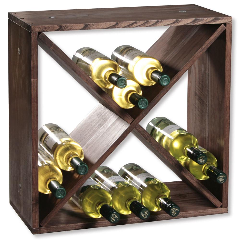 REGAŁ NA WINO CUBE WEIN - ciemnobrązowy, Modern, drewno (50/25/50cm) - Kesper
