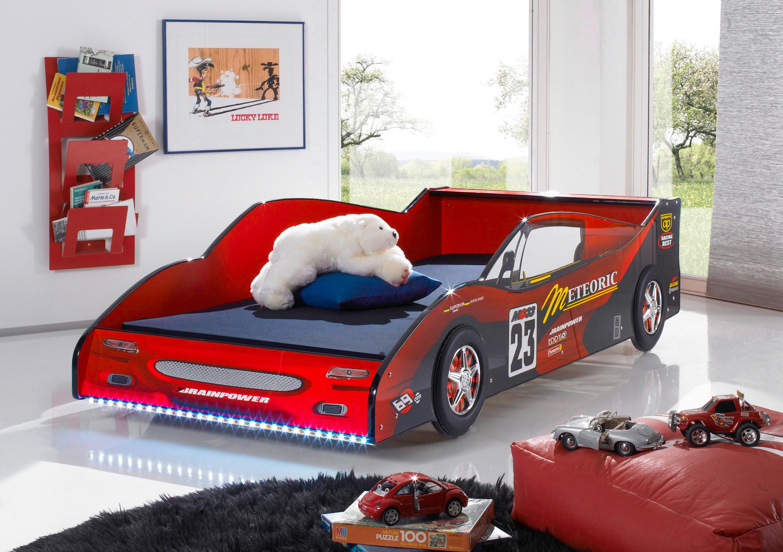 Kinder-/Juniorbett in Rot 'Meteor' - Gelb/Rot, Basics, Holzwerkstoff (90/200cm) - MID.YOU