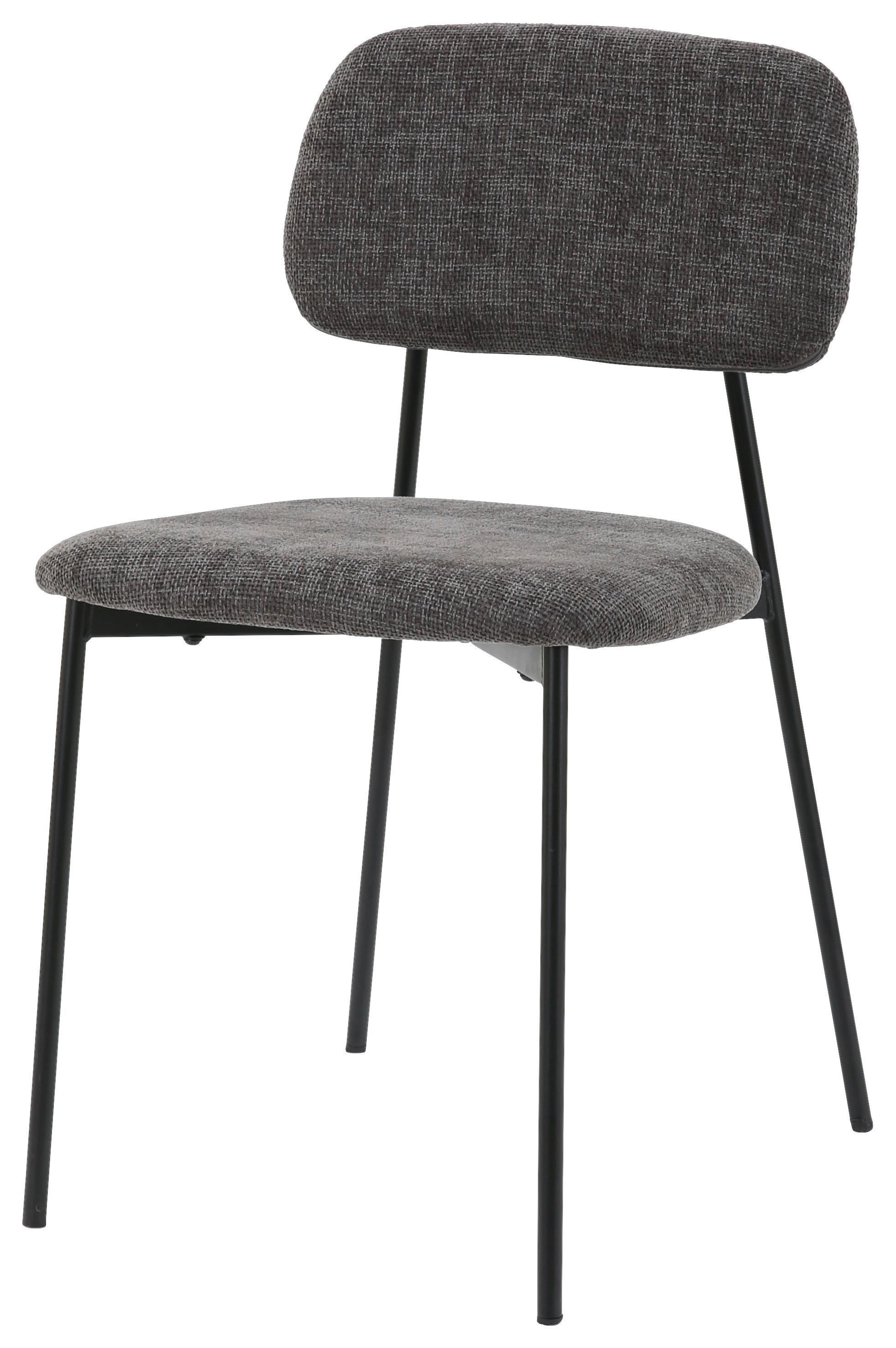 STOL LARA - grå/svart, Modern, metall/textil (44/78,5/49cm) - Mömax
