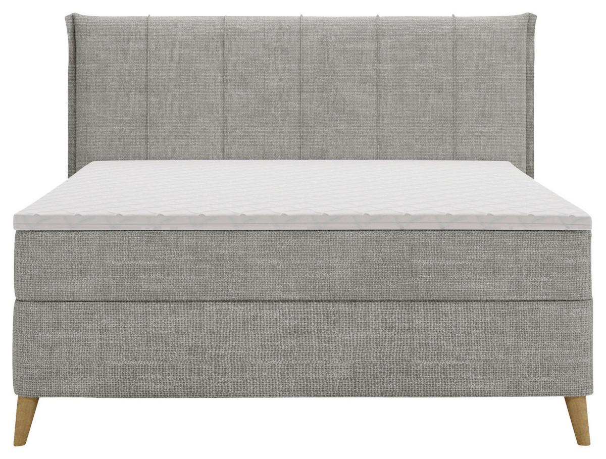 Boxbett Veloria Grau ca. 140x200cm - Schwarz/Grau, KONVENTIONELL, Textil/Metall (140/200cm) - Based