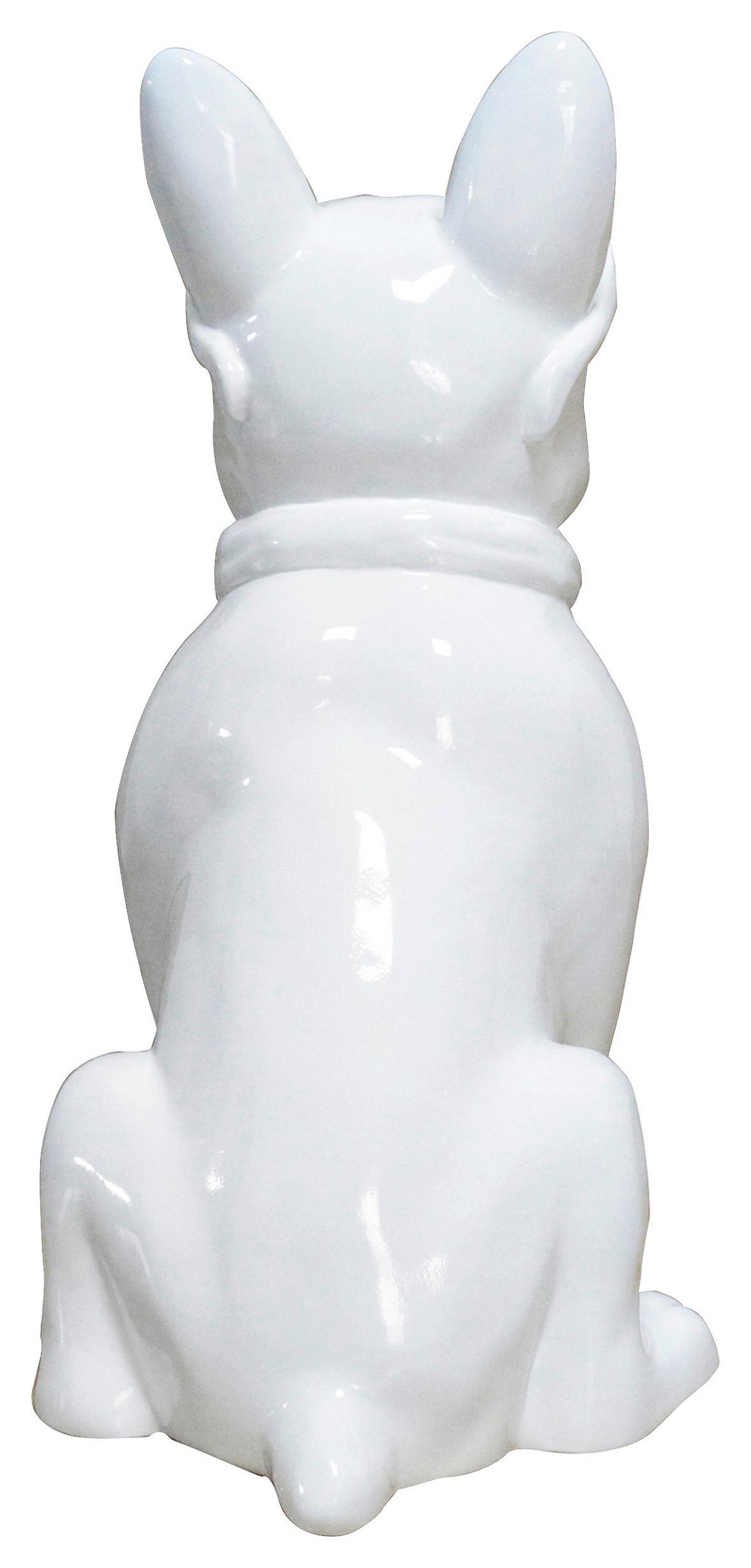 Skulptur Bulldog - Weiss, Trend, Naturmaterialien/Stein (27/37/19cm) - Kayoom