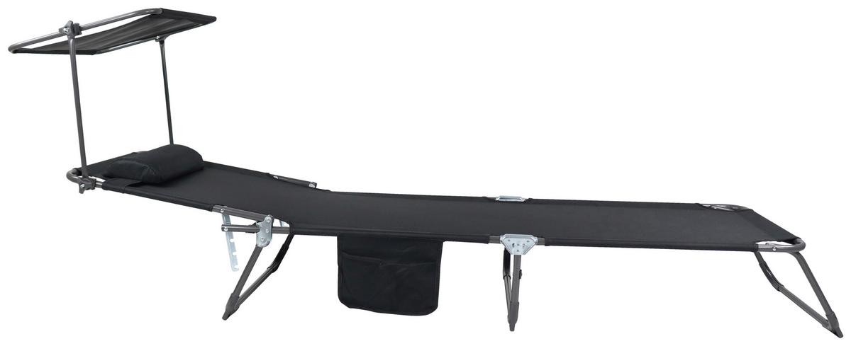 Gartenliege Bindox L ca. 55x24x185 cm Schwarz - Anthrazit/Schwarz, MODERN, Kunststoff/Textil (55/24/185cm) - Ambia Garden