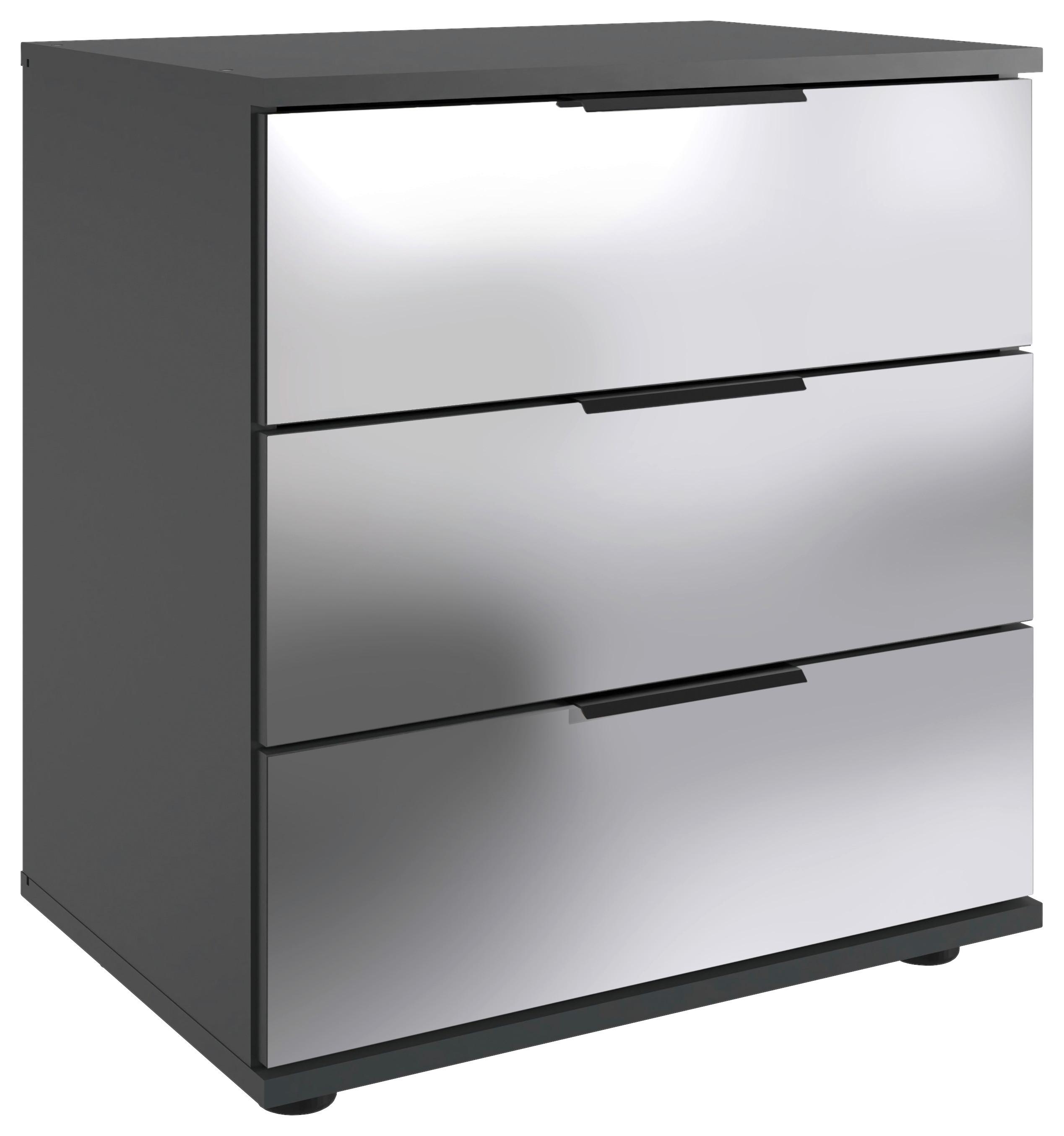 SZAFKA NOCNA SAIGON - czarny/przejrzysty, Modern, materiał drewnopochodny/tworzywo sztuczne (52/58/38cm) - MID.YOU